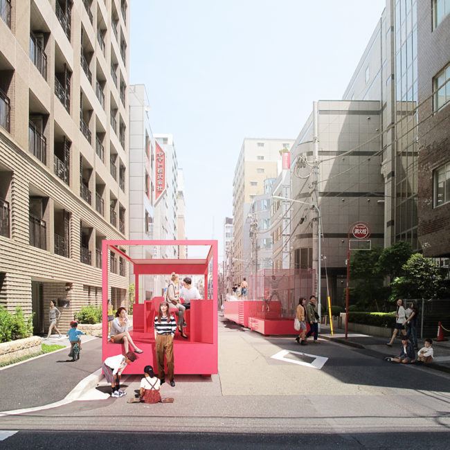 tokyo, street, parking lot, fun pink